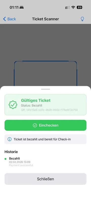 Tickets scannen und einchecken