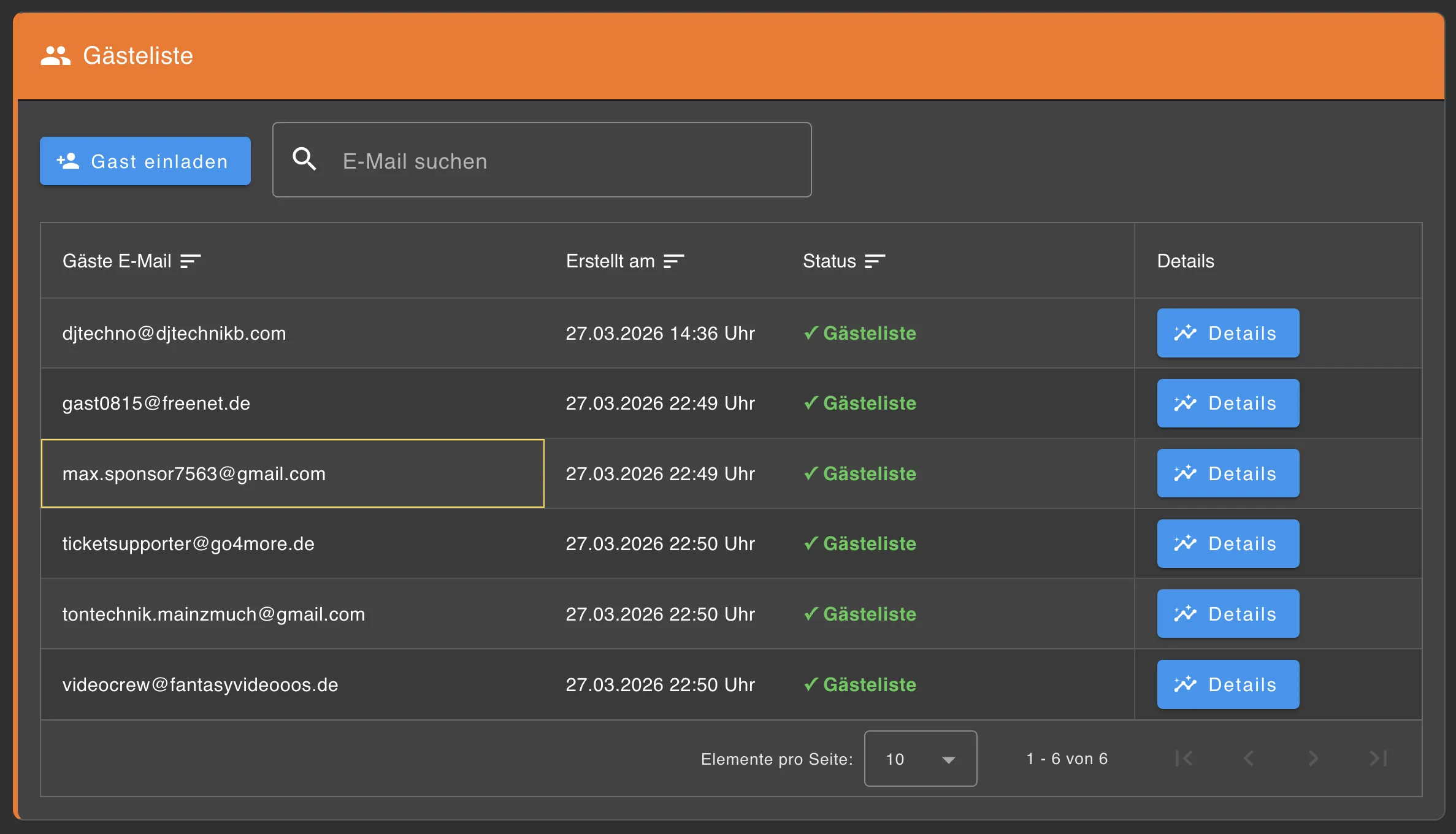 Gästelistenmanagement