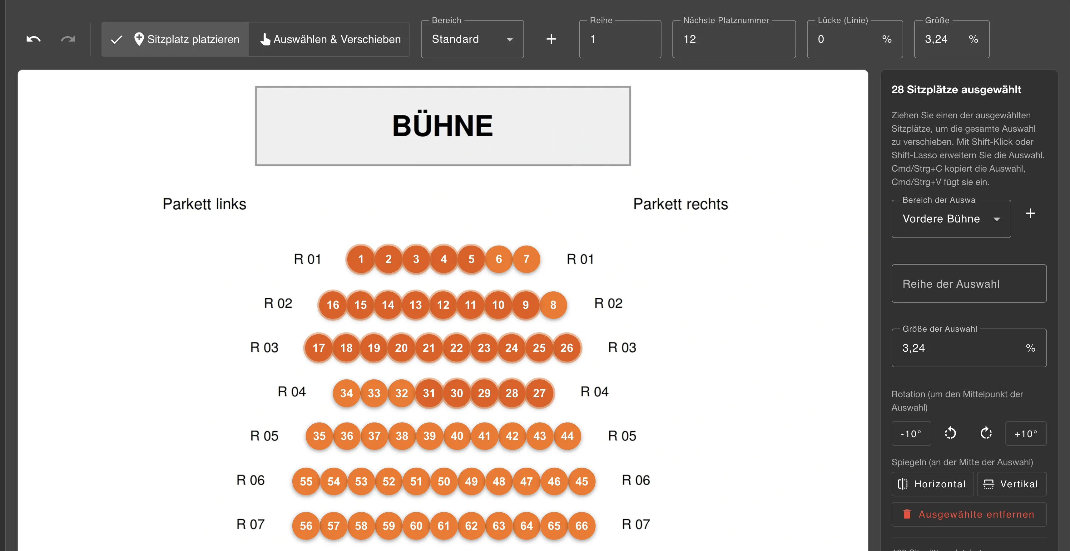 EventGig Sitzplan-Editor mit Saalplan